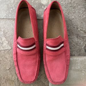 BALLY Men’s Red Leather Suede Wabler Driver Driving‎ Loafers  7.5 D US EU 6.5